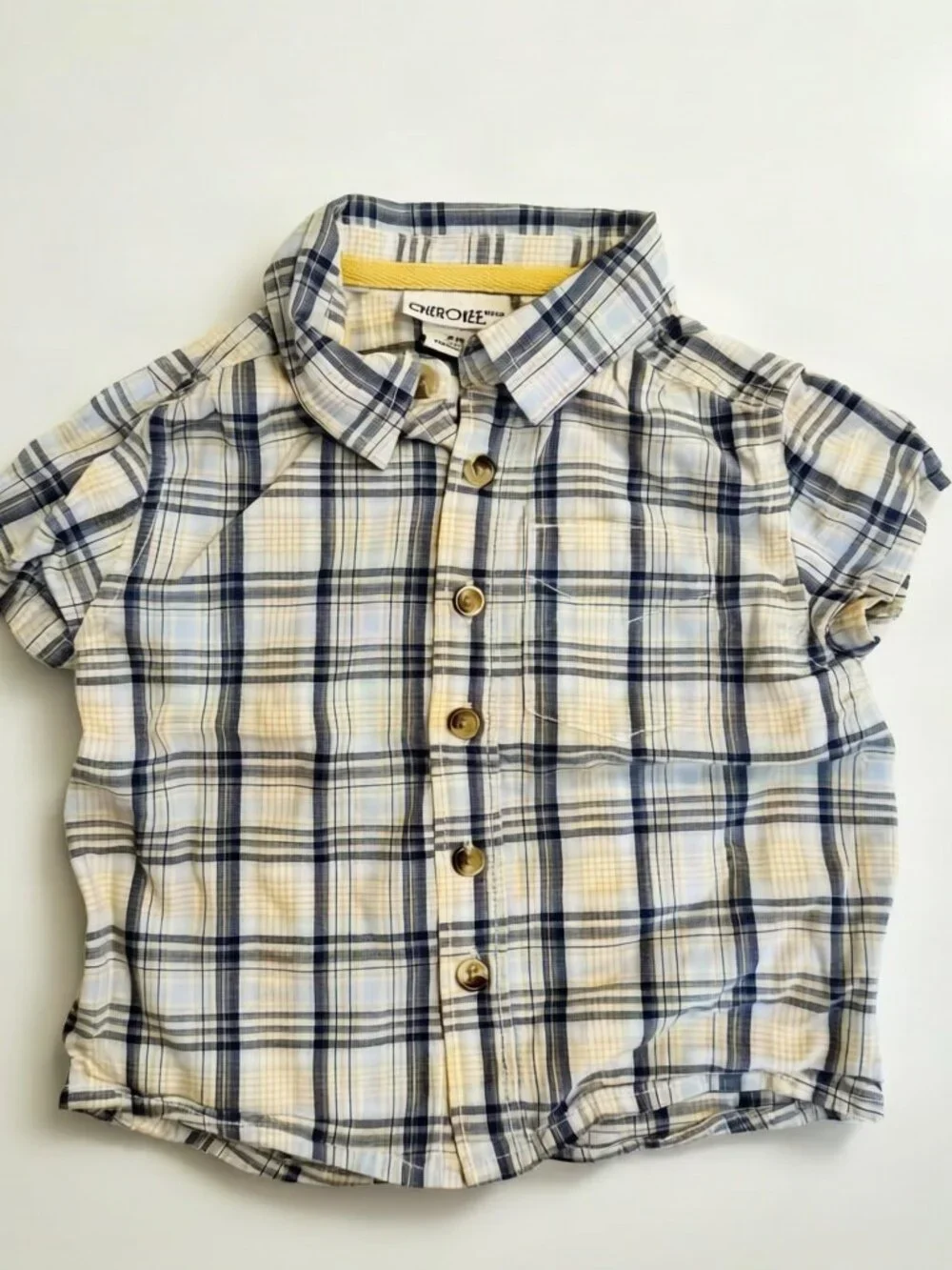 Cherokee Baby Boy Plaid Button Down Shirt 9M